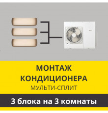 Стандартный монтаж мульти сплит-системы Zanussi на 3 блока (на 3 комнаты)